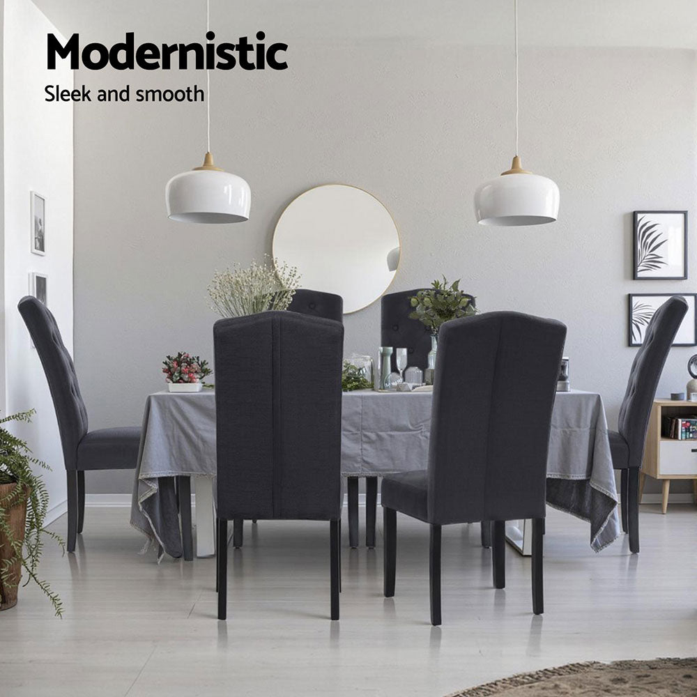 Elegant Dark Grey Linen Dining Chairs Set of 4