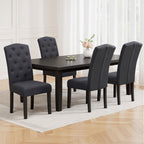 Elegant Dark Grey Linen Dining Chairs Set of 4