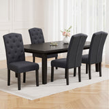 Elegant Dark Grey Linen Dining Chairs Set of 4