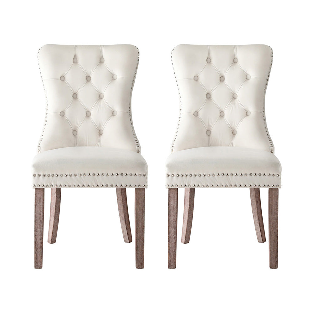 Set of 2 Elegant Leather Dining Chairs