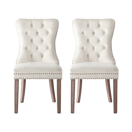 Set of 2 Elegant Leather Dining Chairs