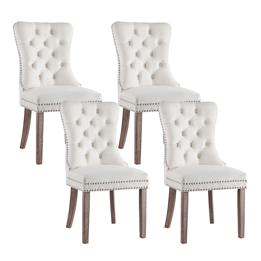 Elegant Grey Velvet Dining Chairs Set of Four