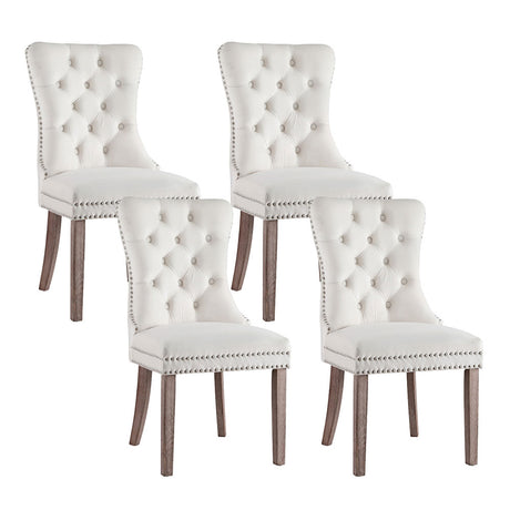 Elegant Grey Velvet Dining Chairs Set of Four
