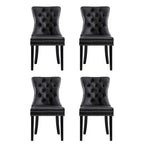 Elegant Black Leather Dining Chairs Set of 4