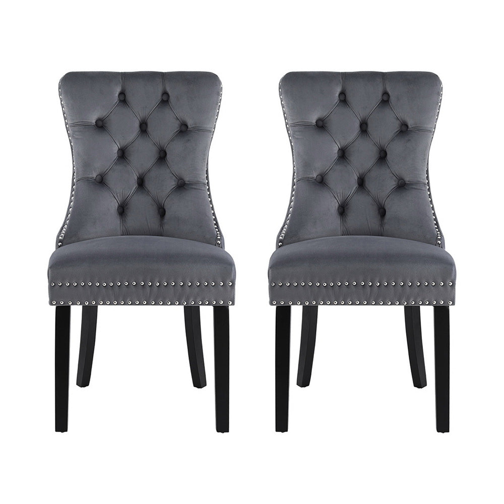 Set of 2 Elegant Leather Dining Chairs