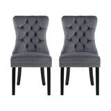 Set of 2 Elegant Leather Dining Chairs