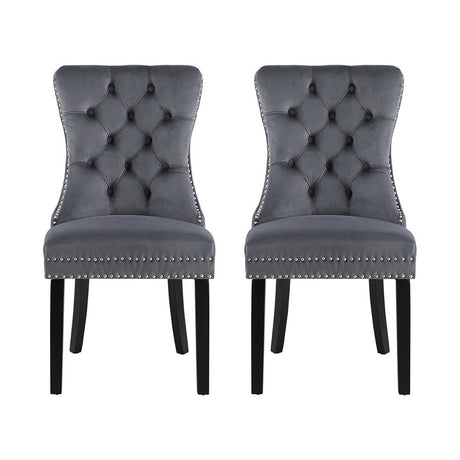 Set of 2 Elegant Leather Dining Chairs