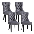 Elegant Grey Velvet Dining Chairs Set of Four