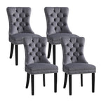 Elegant Grey Velvet Dining Chairs Set of Four