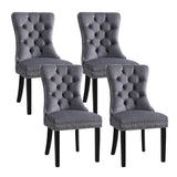 Elegant Grey Velvet Dining Chairs Set of Four