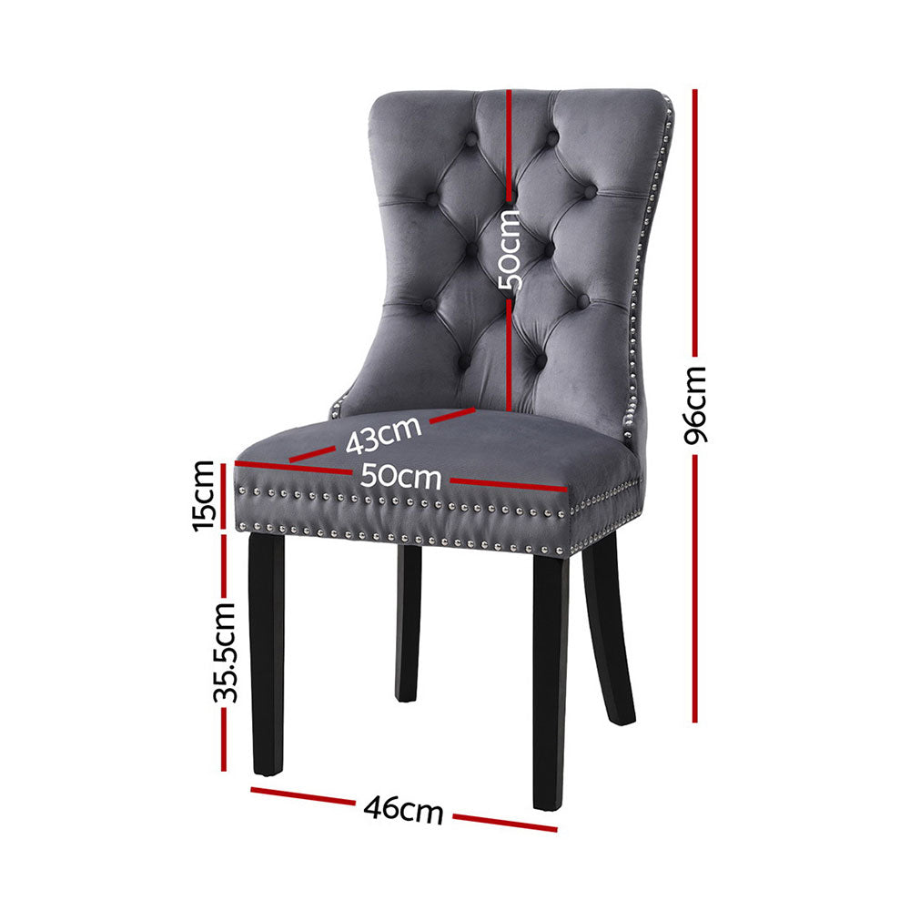 Elegant Grey Velvet Dining Chairs Set of Four