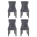 Elegant Grey Velvet Dining Chairs Set of Four