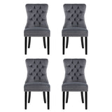 Elegant Grey Velvet Dining Chairs Set of Four