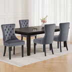 Elegant Grey Velvet Dining Chairs Set of Four