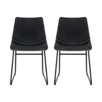 Retro PU Leather Dining Chairs - Set of 2