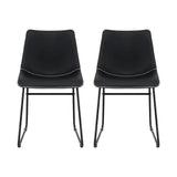 Retro PU Leather Dining Chairs - Set of 2