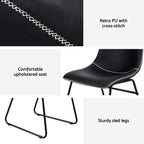 Retro PU Leather Dining Chairs - Set of 2