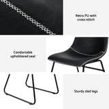 Retro PU Leather Dining Chairs - Set of 2