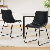 Retro PU Leather Dining Chairs - Set of 2