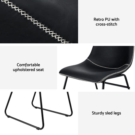 Retro PU Leather Dining Accent Chairs Set