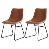 Retro PU Leather Dining Chairs - Set of 2