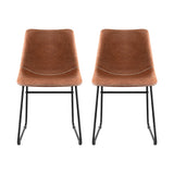 Retro PU Leather Dining Chairs - Set of 2