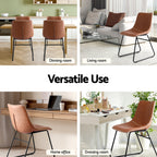 Retro PU Leather Dining Chairs - Set of 2