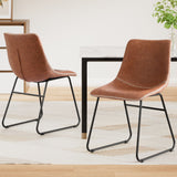 Retro PU Leather Dining Chairs - Set of 2