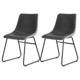 Retro PU Leather Dining Chairs - Set of 2