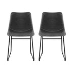 Retro PU Leather Dining Chairs - Set of 2
