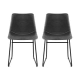 Retro PU Leather Dining Chairs - Set of 2