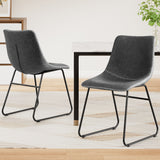 Retro PU Leather Dining Chairs - Set of 2