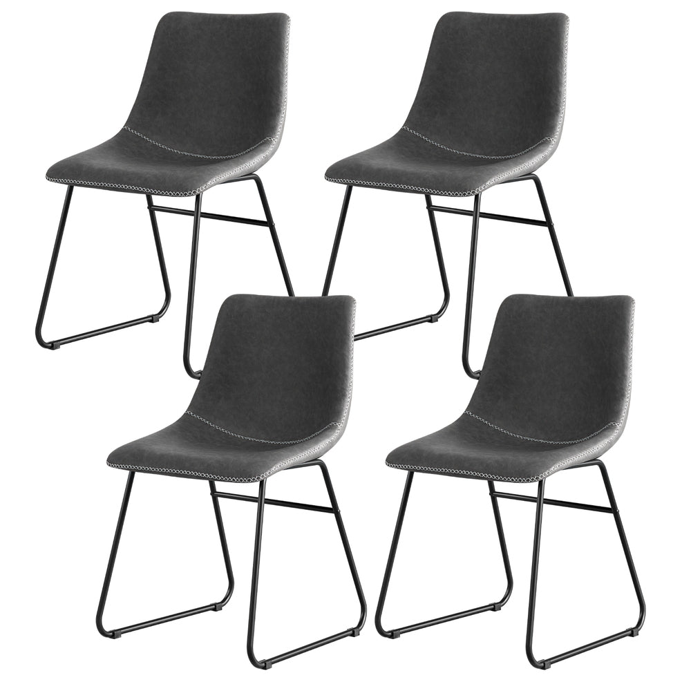 Retro PU Leather Dining Accent Chairs Set