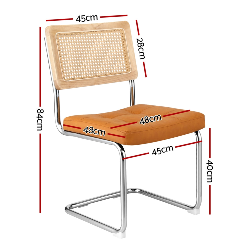 Elegant PU Leather Rattan Dining Chair Set