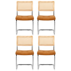 Elegant PU Leather Rattan Dining Chair Set