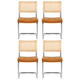 Elegant PU Leather Rattan Dining Chair Set