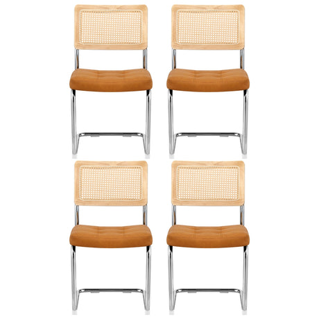 Elegant PU Leather Rattan Dining Chair Set