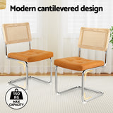 Elegant PU Leather Rattan Dining Chair Set