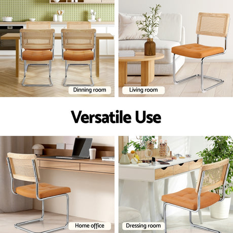 Elegant PU Leather Rattan Dining Chair Set