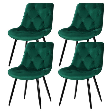 Velvet Diamond Tufted Green Dining Chairs Set
