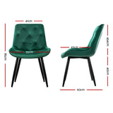 Velvet Diamond Tufted Green Dining Chairs Set
