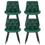 Velvet Diamond Tufted Green Dining Chairs Set