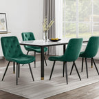 Velvet Diamond Tufted Green Dining Chairs Set