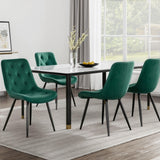 Velvet Diamond Tufted Green Dining Chairs Set