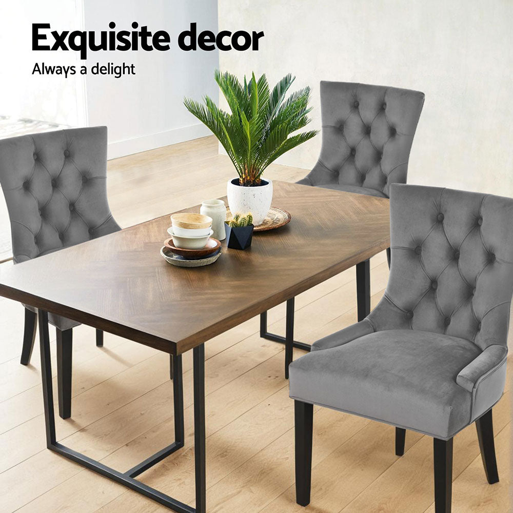 Elegant Velvet French Provincial Dining Chairs Set