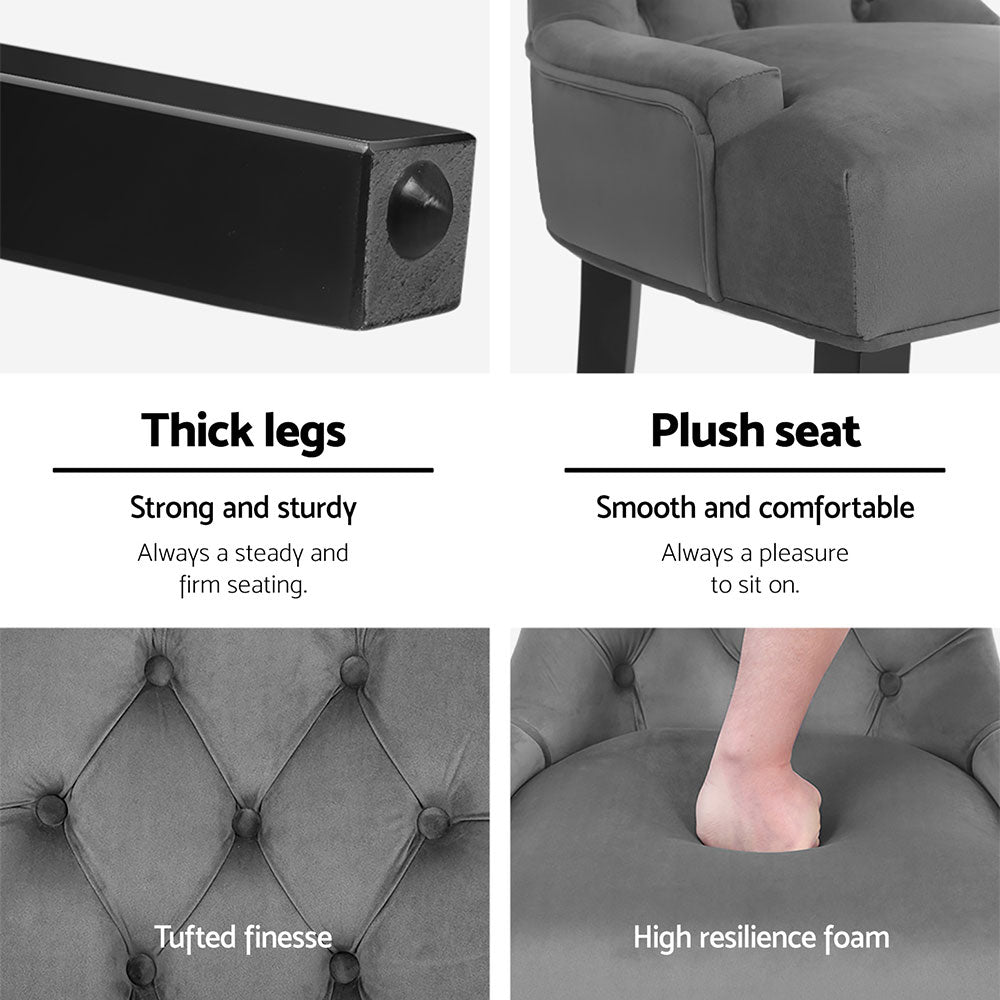 Elegant Velvet French Provincial Dining Chairs Set