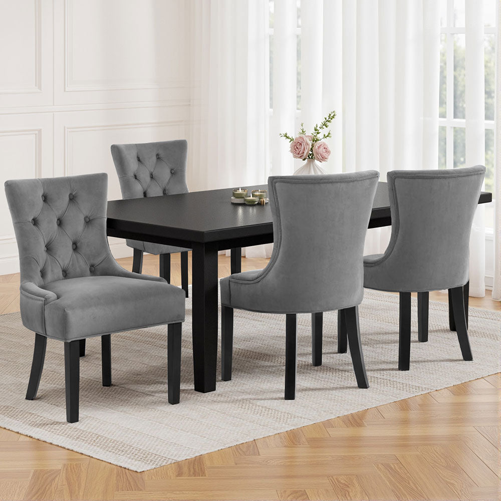 Elegant Velvet French Provincial Dining Chairs Set