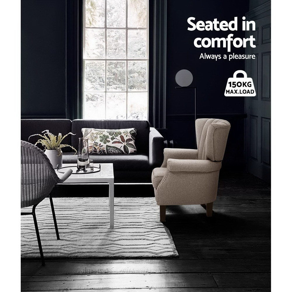 Artiss Andrew Wingback Armchair in Beige