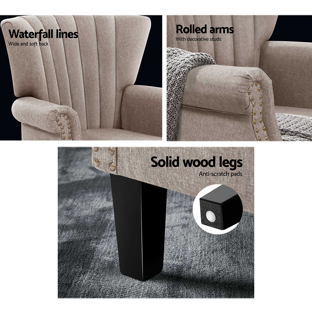 Artiss Andrew Wingback Armchair in Beige