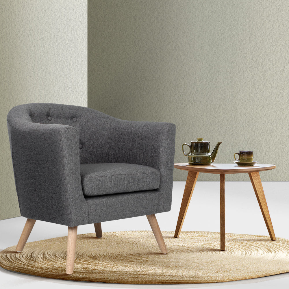 Artiss Adora Grey Faux Linen Armchair